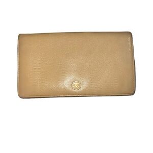 Chanel Beige Calf Leather CC Long Flap Wallet